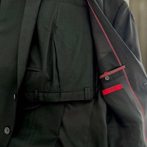 2 pc HUGO BOSS Men's Suit 40R Black wool - Picture 11 of 14